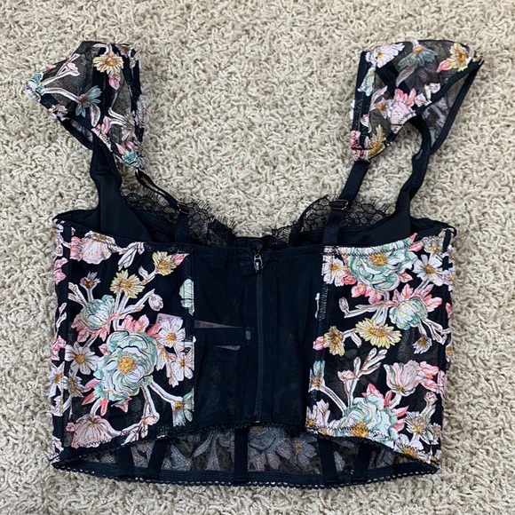 NWT Victoria’s Secret black floral bustier bra top sz 34D - Picture 7 of 10